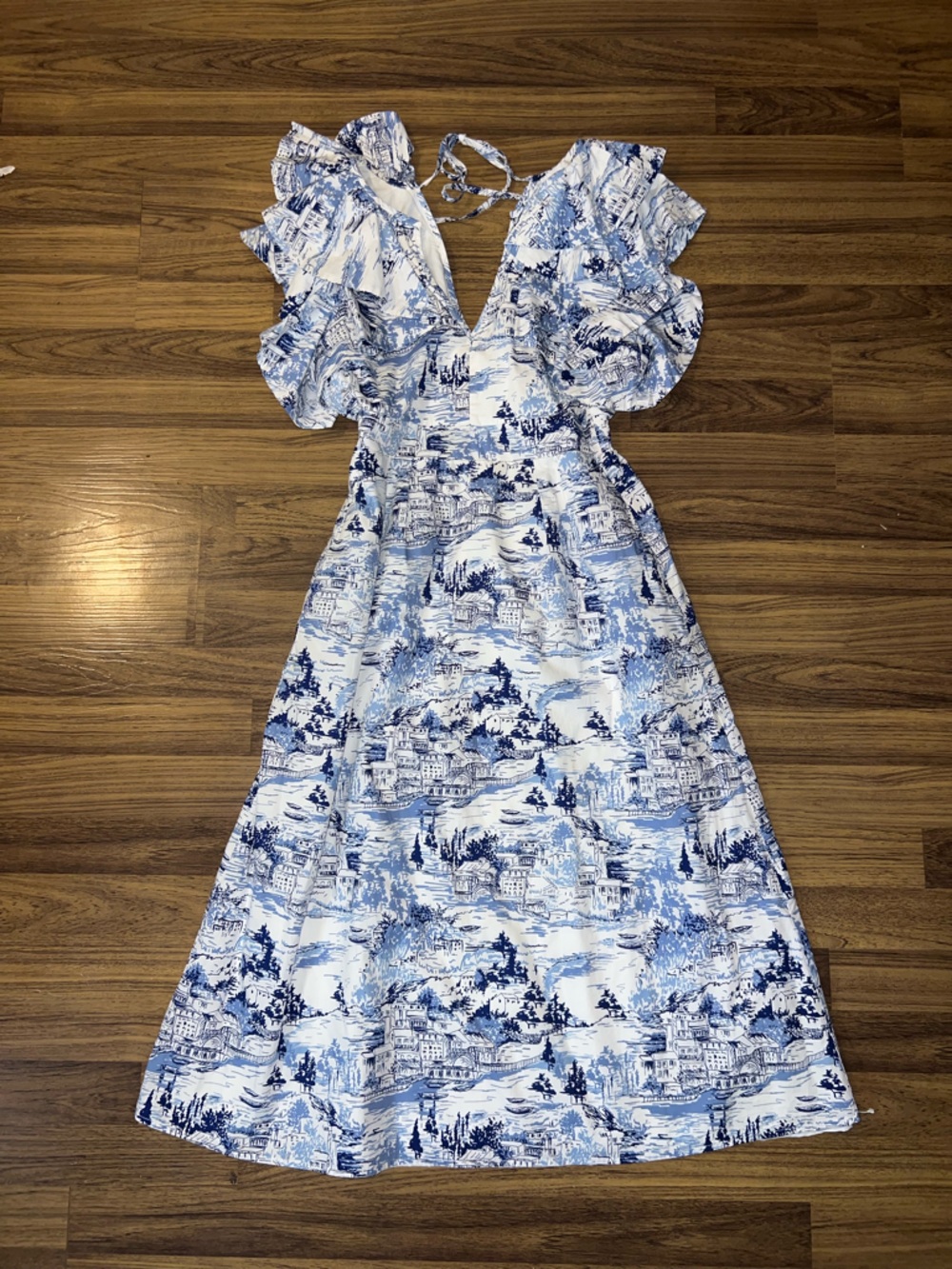 Sugarlips Blue and White Toile Midi Dress
